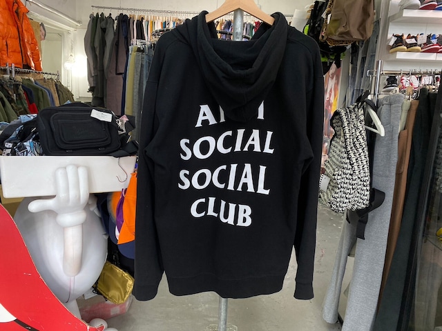 ANTI SOCIAL SOCIAL CLUB LOGO ZIP SWEAT HOODIE BLACK MEDIUM 83410