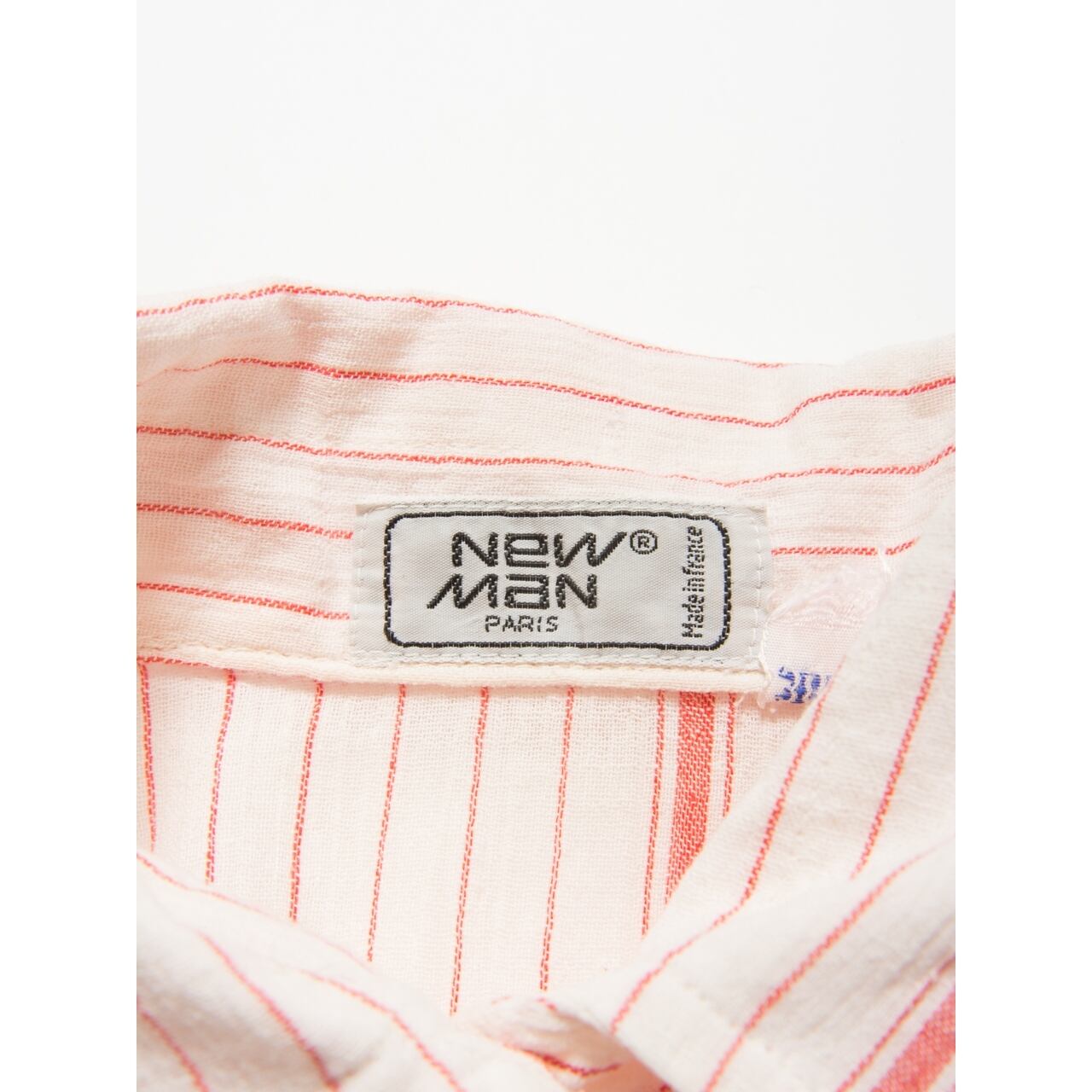 【NEW MAN PARIS】Made in France striped crepe H/S shirt(フランス製 ストライプ半袖シャツ)8e