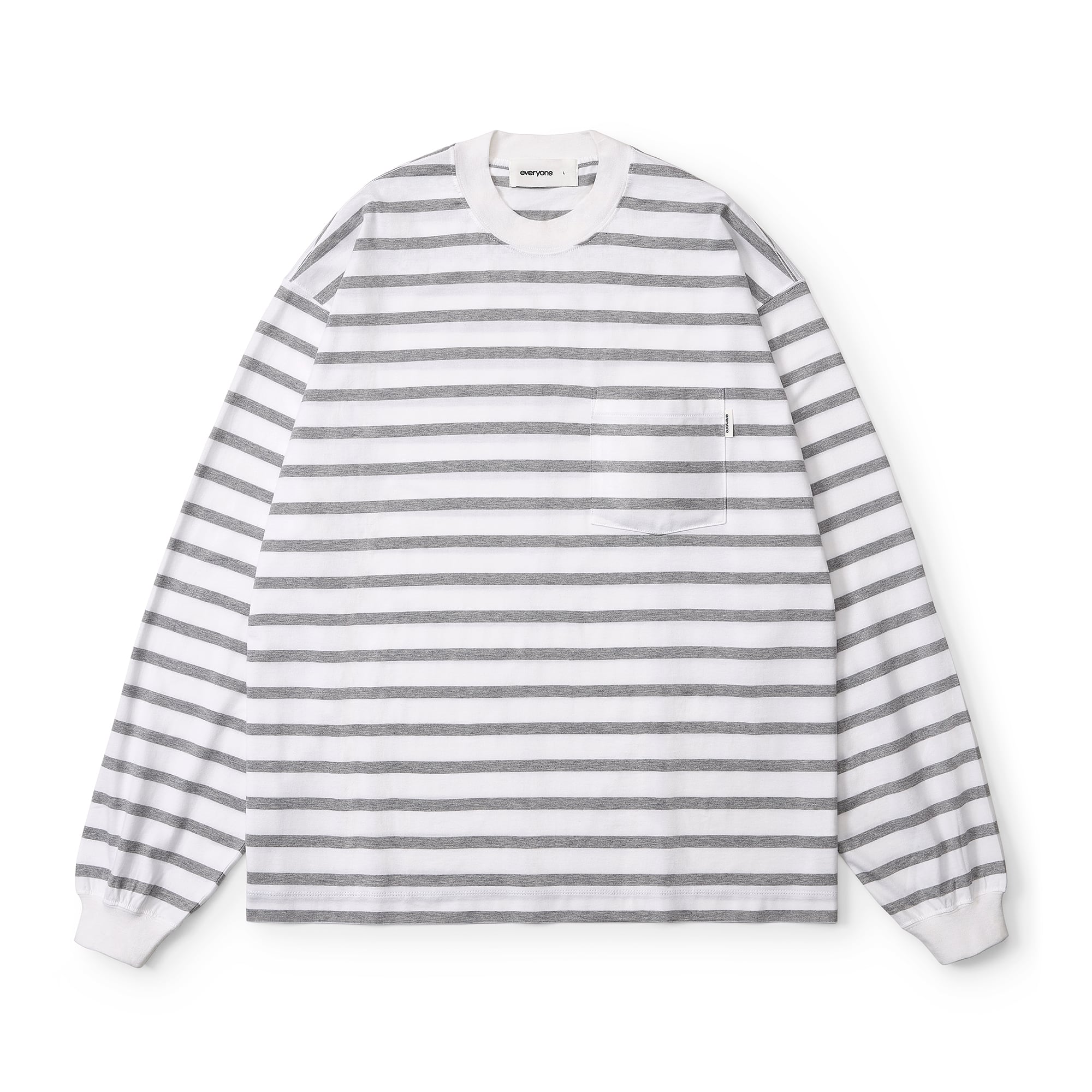 トップス everyone high-gauge cotton border long everyone high-gauge cotton border long sleeve tee shirt (WHITE