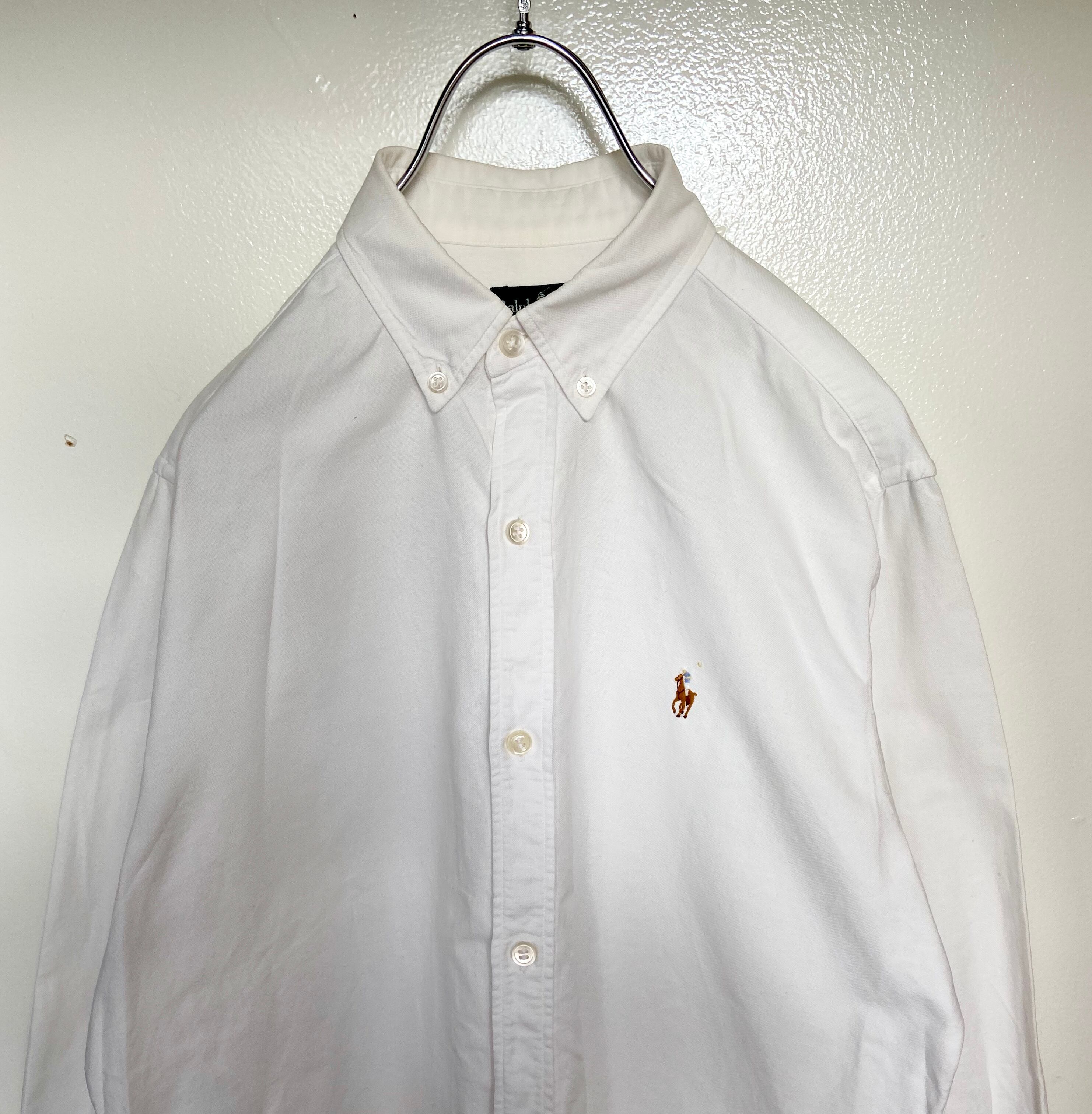 古着 POLO Ralph Lauren/ポロラルフローレン BD長袖シャツ 刺繍ロゴ  ホワイト