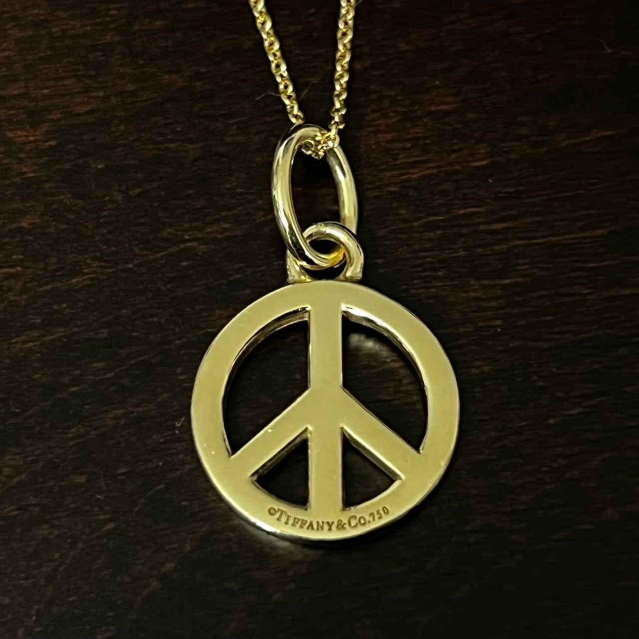 OLD TIFFANY & CO. Peace Sign 18K Gold Charm Necklace | オールド