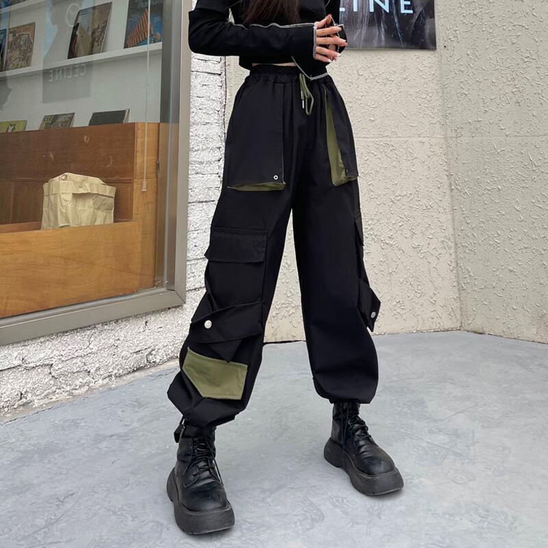 Modern Peopleシリーズ カジュアルパンツ ズボン レディースファション 配色 ブラック 黒い かっこいい Elegant
