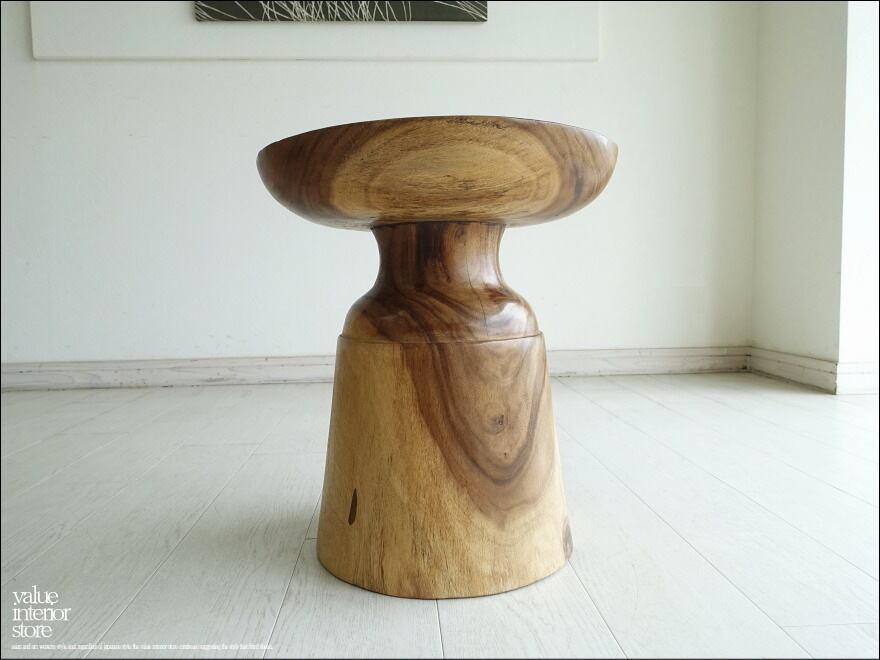 モンキーポッド無垢材 スツールesta/NA 椅子 花台 ベンチ 丸太スツール イス 飾り台 天然木 削り出し ナチュラル 重さ14kg