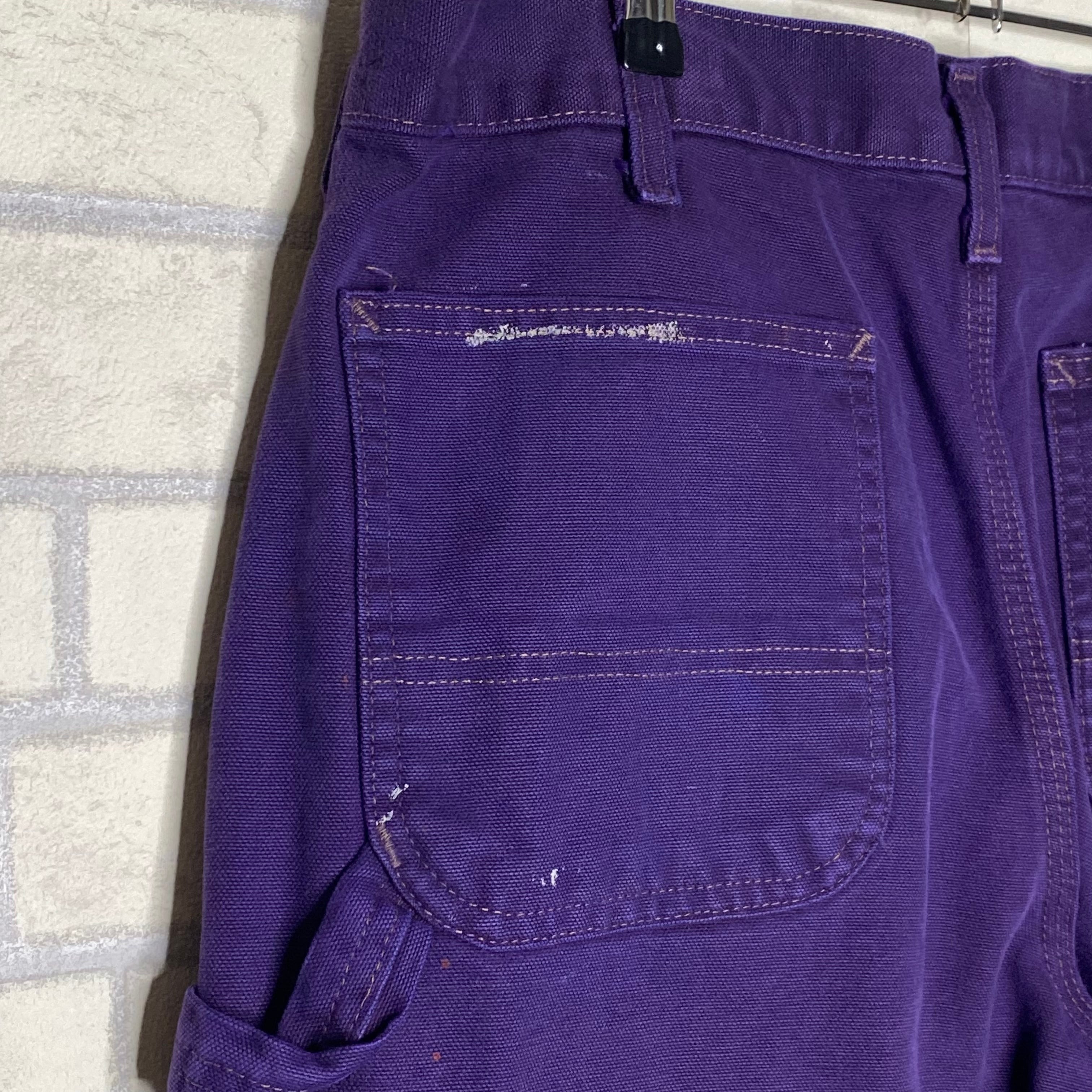 Carhartt ペインターパンツ W34×L30 革パッチ デニムパンツ パープル 