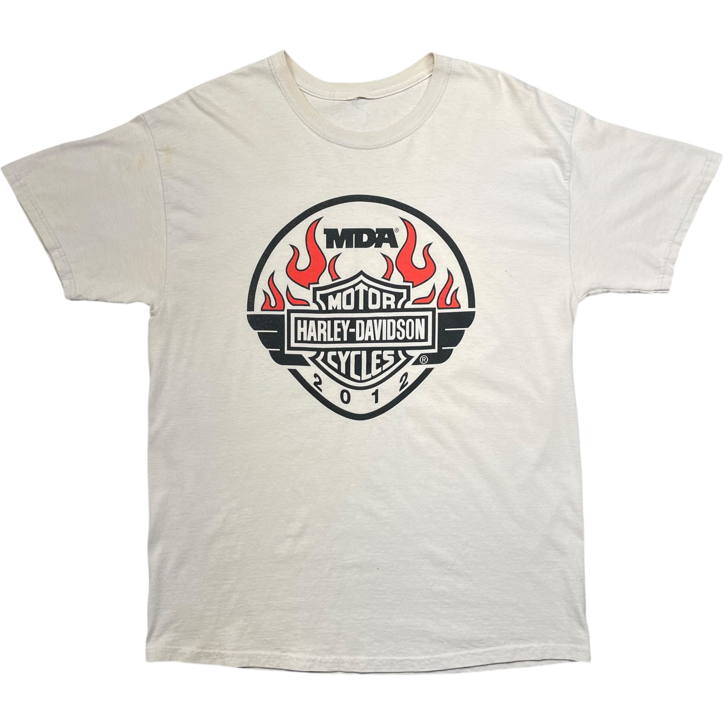 《XL》 Harley-Davidson ハーレーダビッドソン Tシャツ 両面プリント アイボリー 雰囲気 no.7302