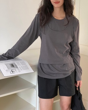 レイヤードドレープロングスリーブ  2color A0435