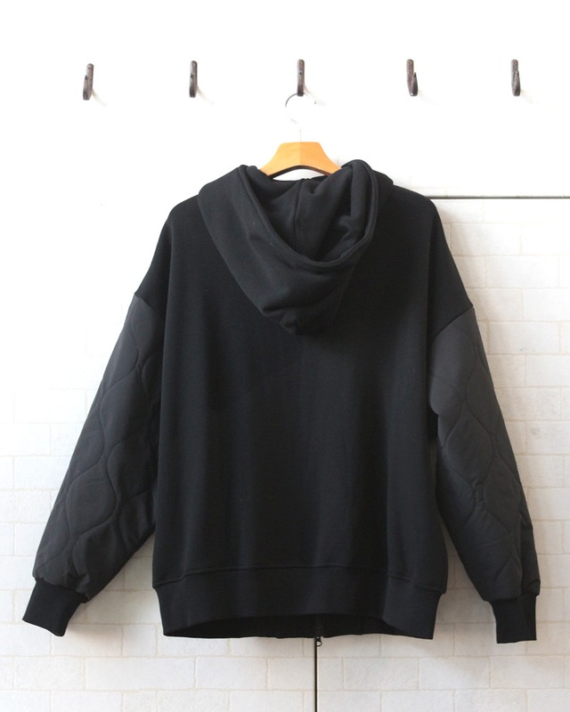 【TMDL】キルト袖 切替 裏シャギーフードジャケット　(250946)