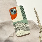 受注生産 iPhoneケース 縦ストライプと波のレトロ柄｜幾何学ウェーブ CURV025A