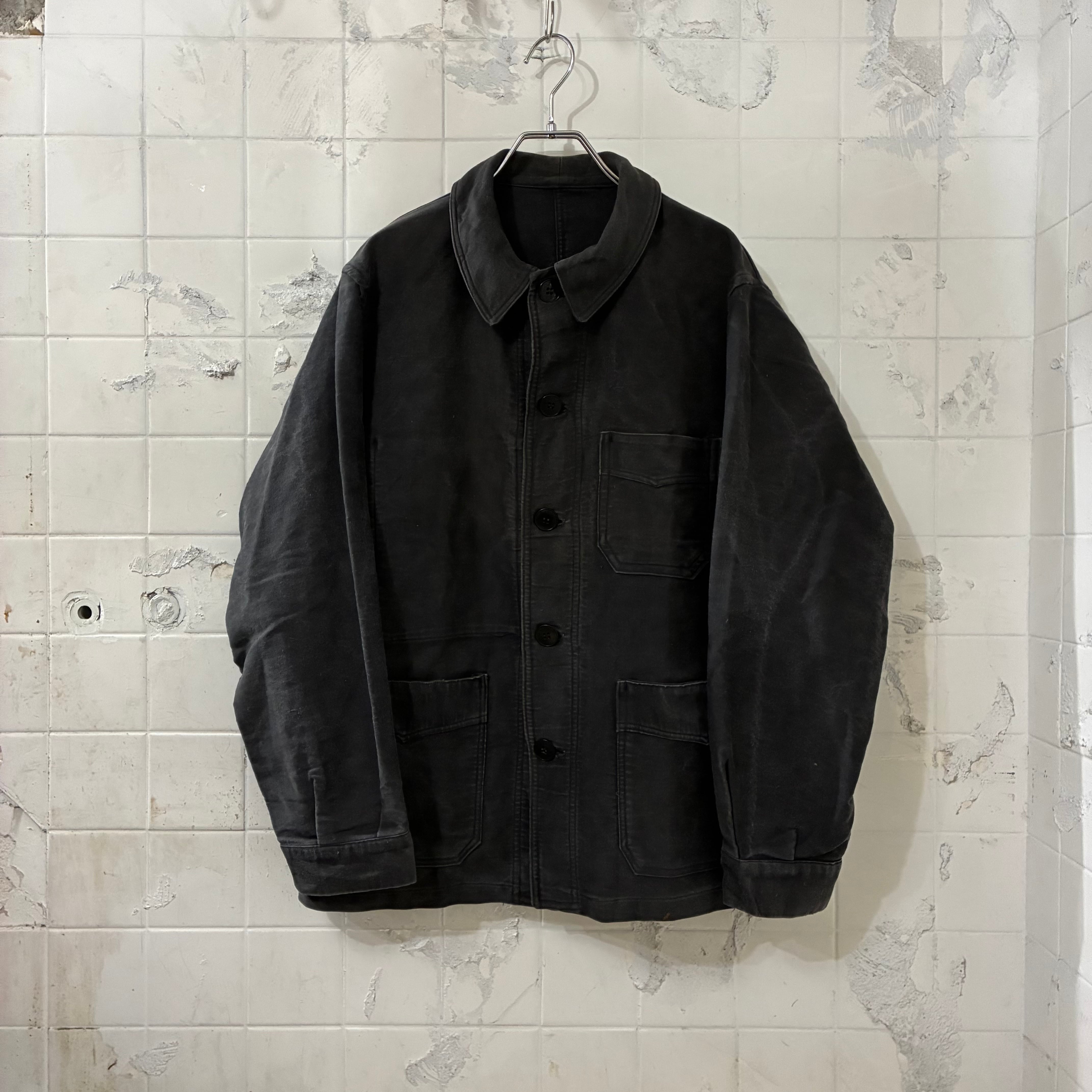 50s〜 BELLOR フレンチワーク ブラックモールスキン ワークジャケット 50s～ BELLOR / FRENCH WORK Black Moleskin Work Jacket | kagelow_store