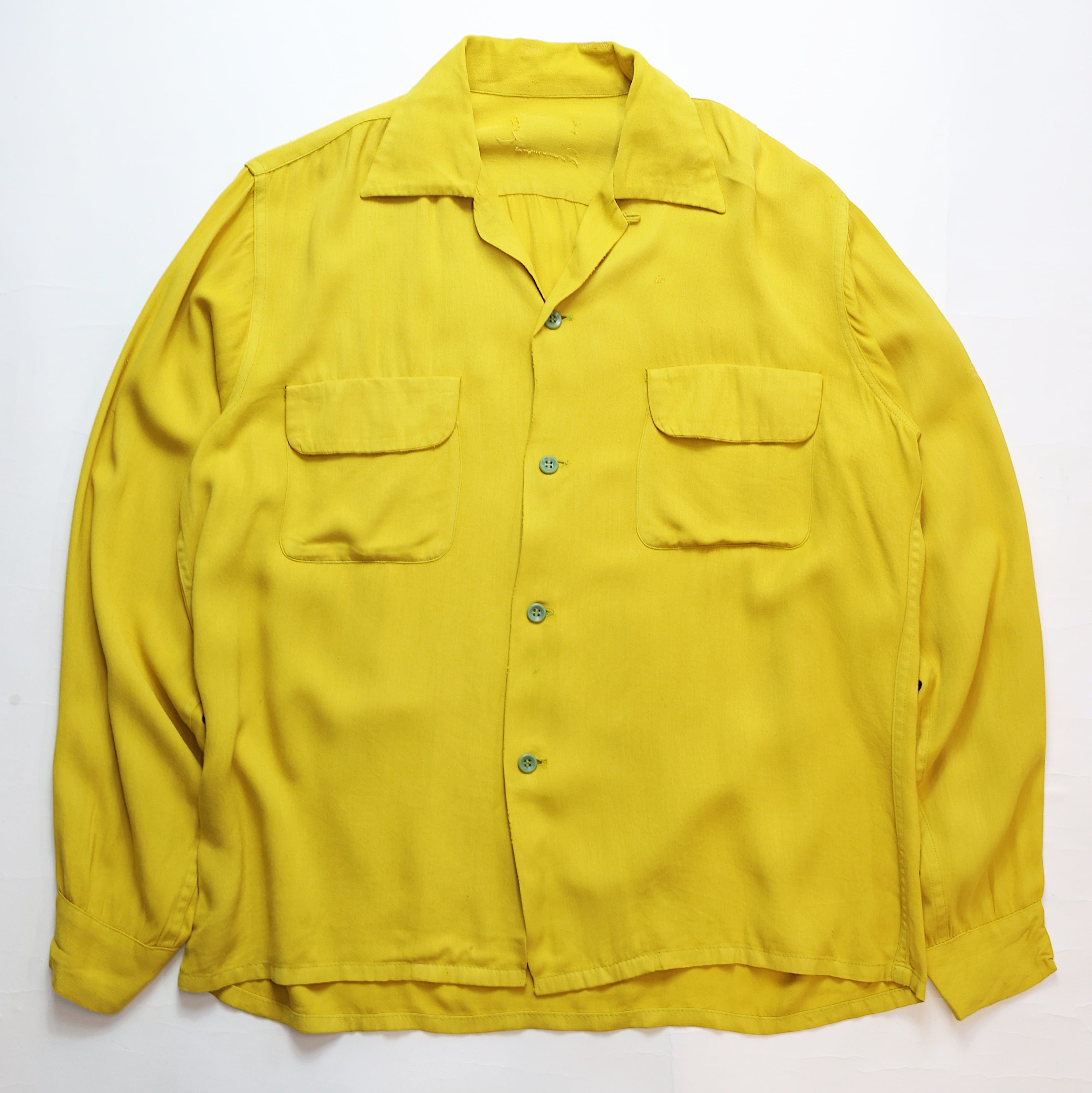 60S UNKNOWN RAYON OPEN COLLAR L/S SHIRT