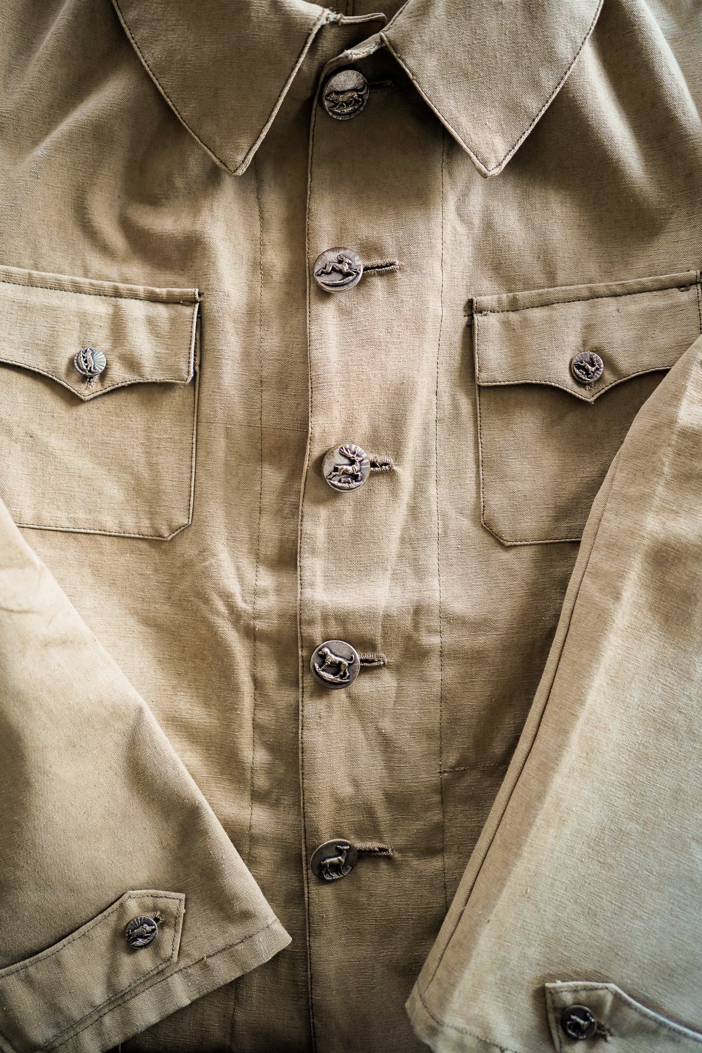 【1920-30s】"Deadstock with Flasher" Cotton Canvas French Hunting JKT /767