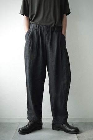 ＜SAMPLE>High Count Linen Herring Bone / P/T Easy Pants (FADE BLACK)