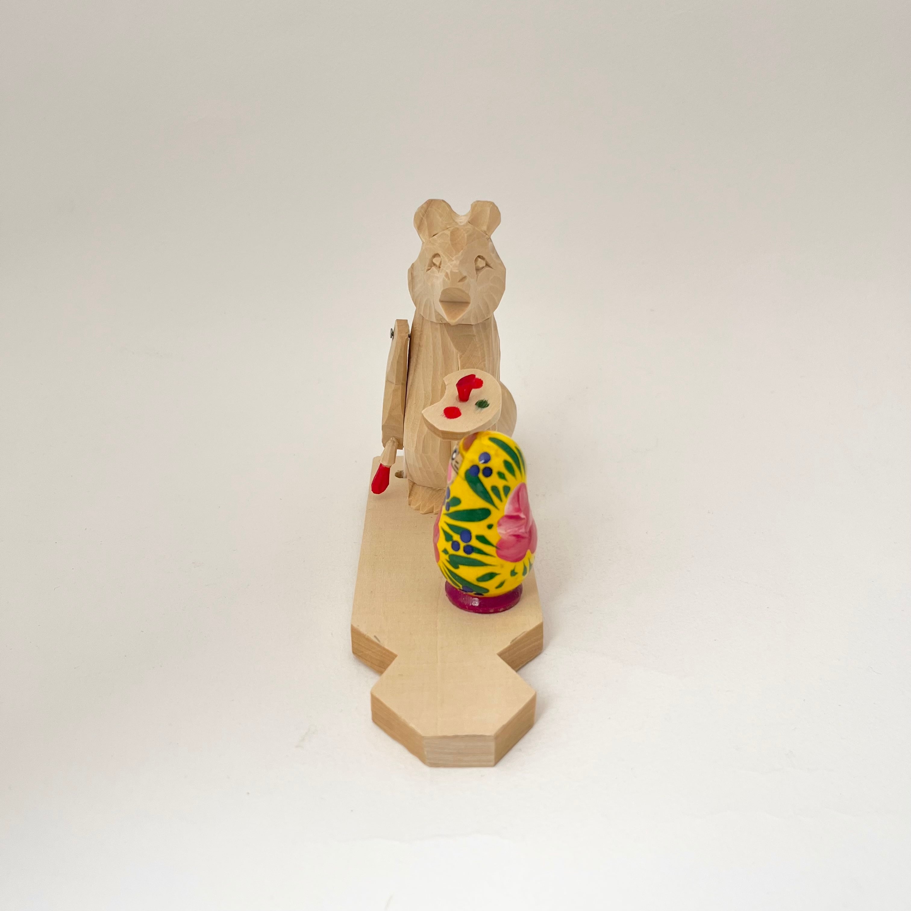 ボゴロツコエ木地玩具「クマのマトリョーシカ職人」黄色