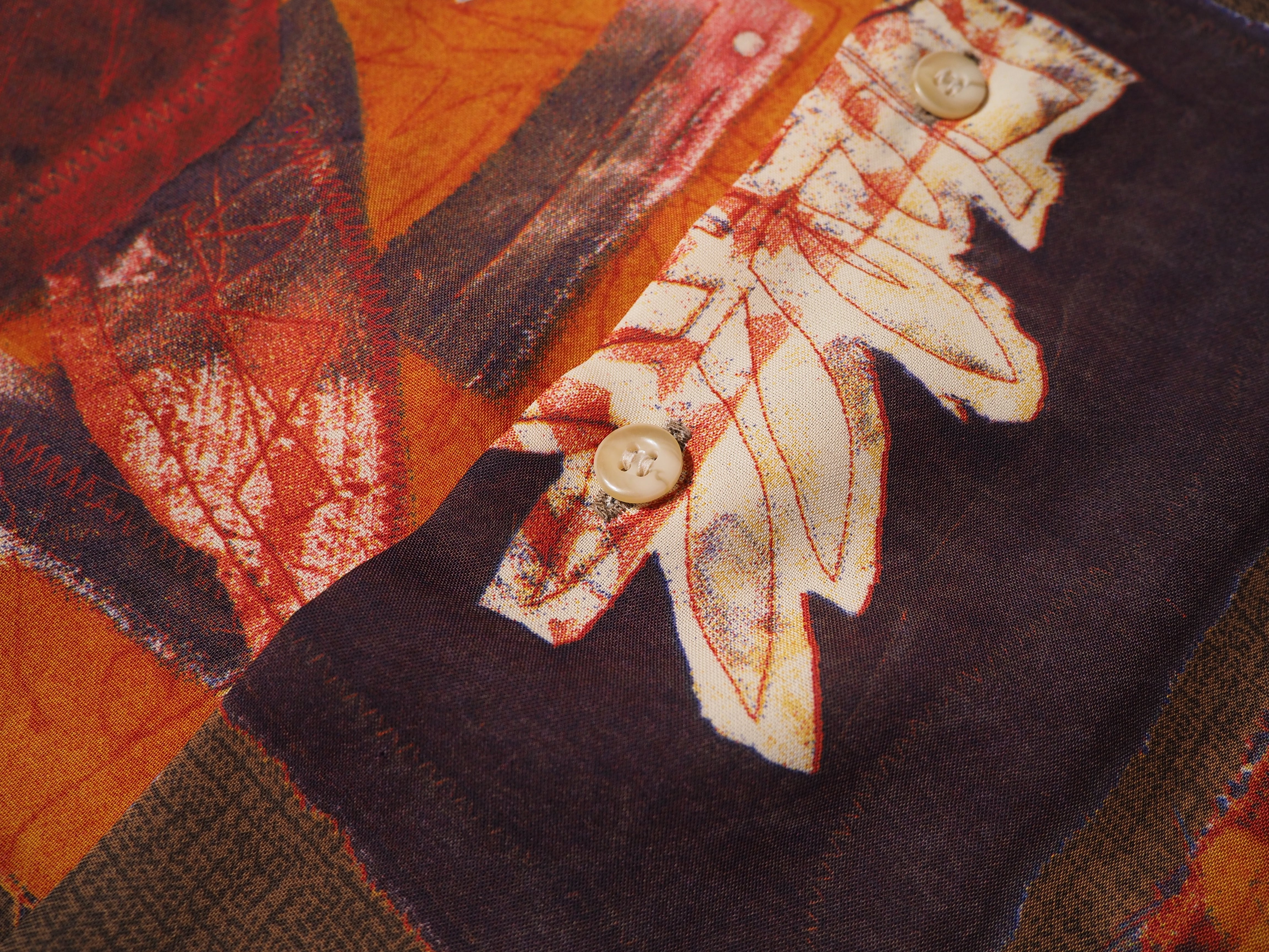 1990s ” Bazzanti ” retro modern art printed vintage open callar shirt