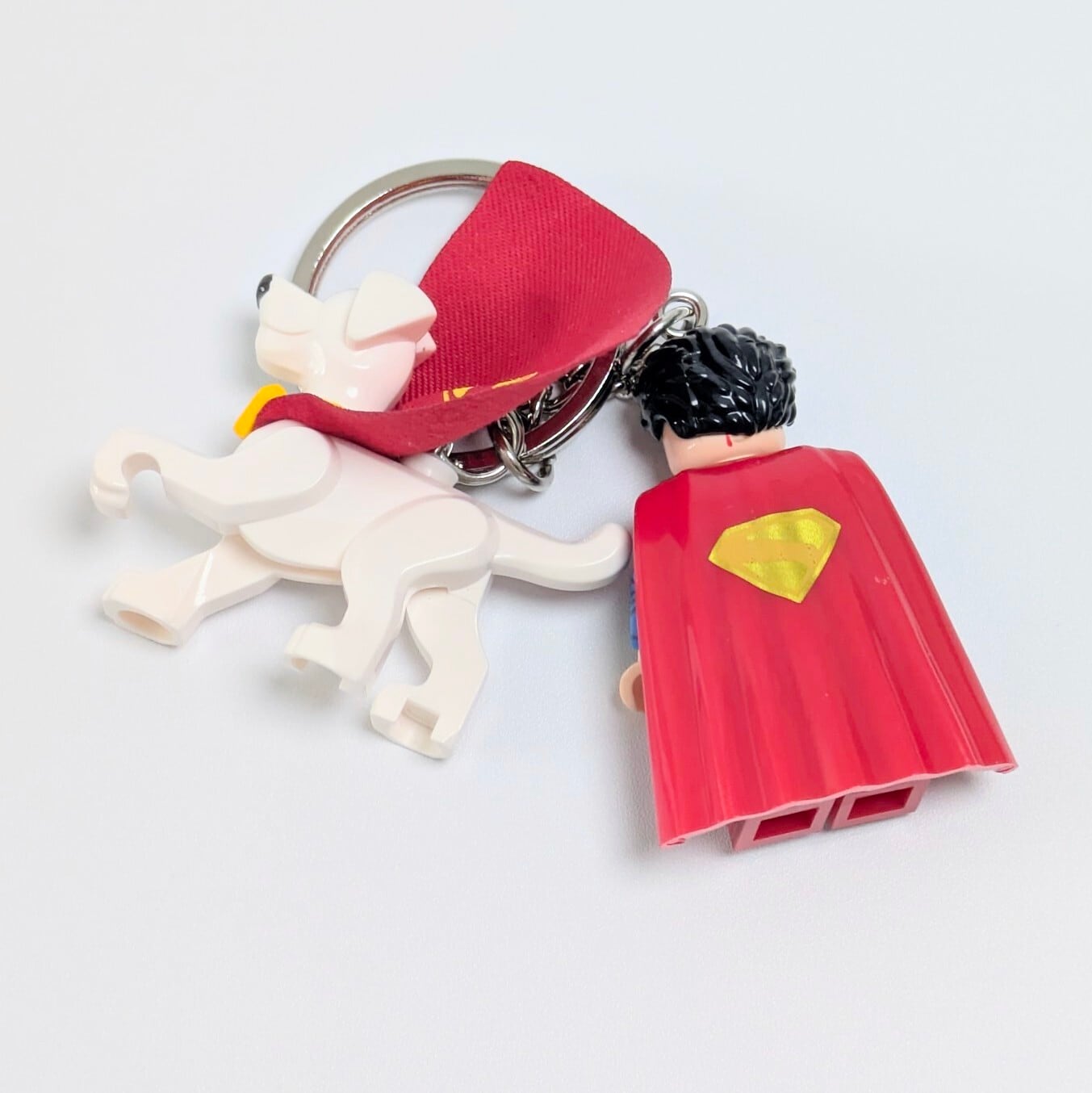 ★ブロックフィギュアキーホルダー★【 Superman 】『 スーパーマン&クリプト 』スーパーマン / スーパードッグ / DCコミックス〚アメリカン雑貨 アメトイ〛