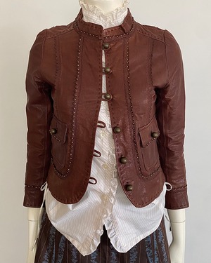 lamb leather tight jacket