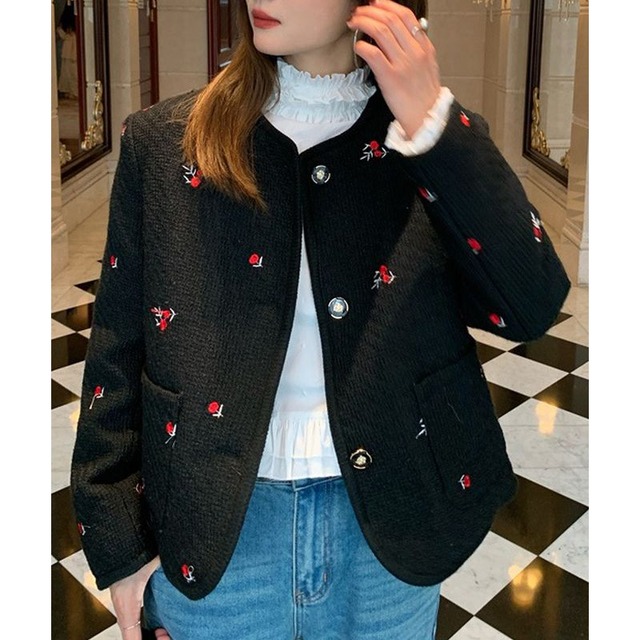 Embroidered tweed jacket　a00441