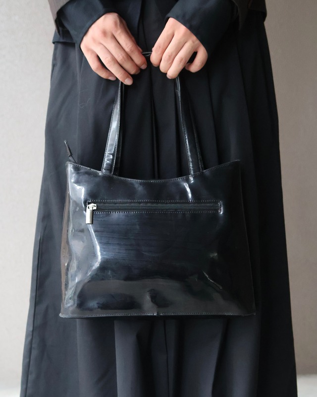 front zip enamel hand bag
