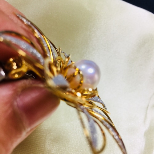 アンティーク〈あこや真珠〉ブローチの帯留金具付き 帯飾り