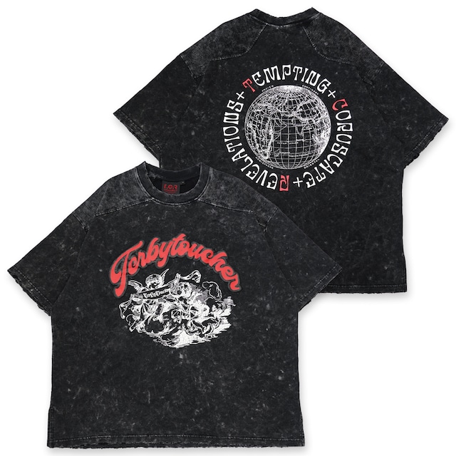 T.C.R ANGELS WASHED S/S PANEL TEE - BLACK