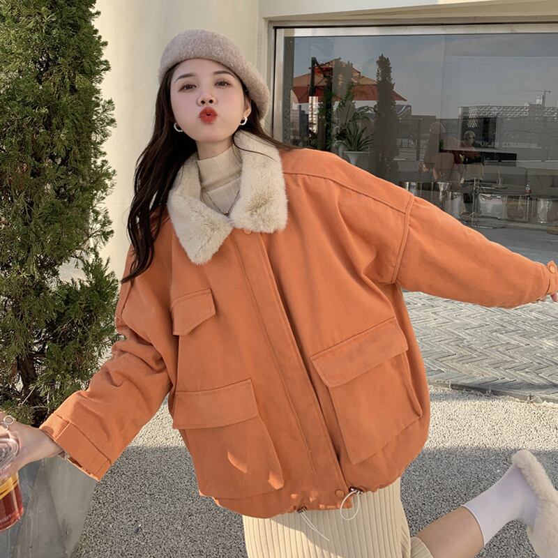 オレンジジャケット オータムウィンターベルベットスタンダード コットン レトロ 秋物 冬物 スーパーモール89505049801