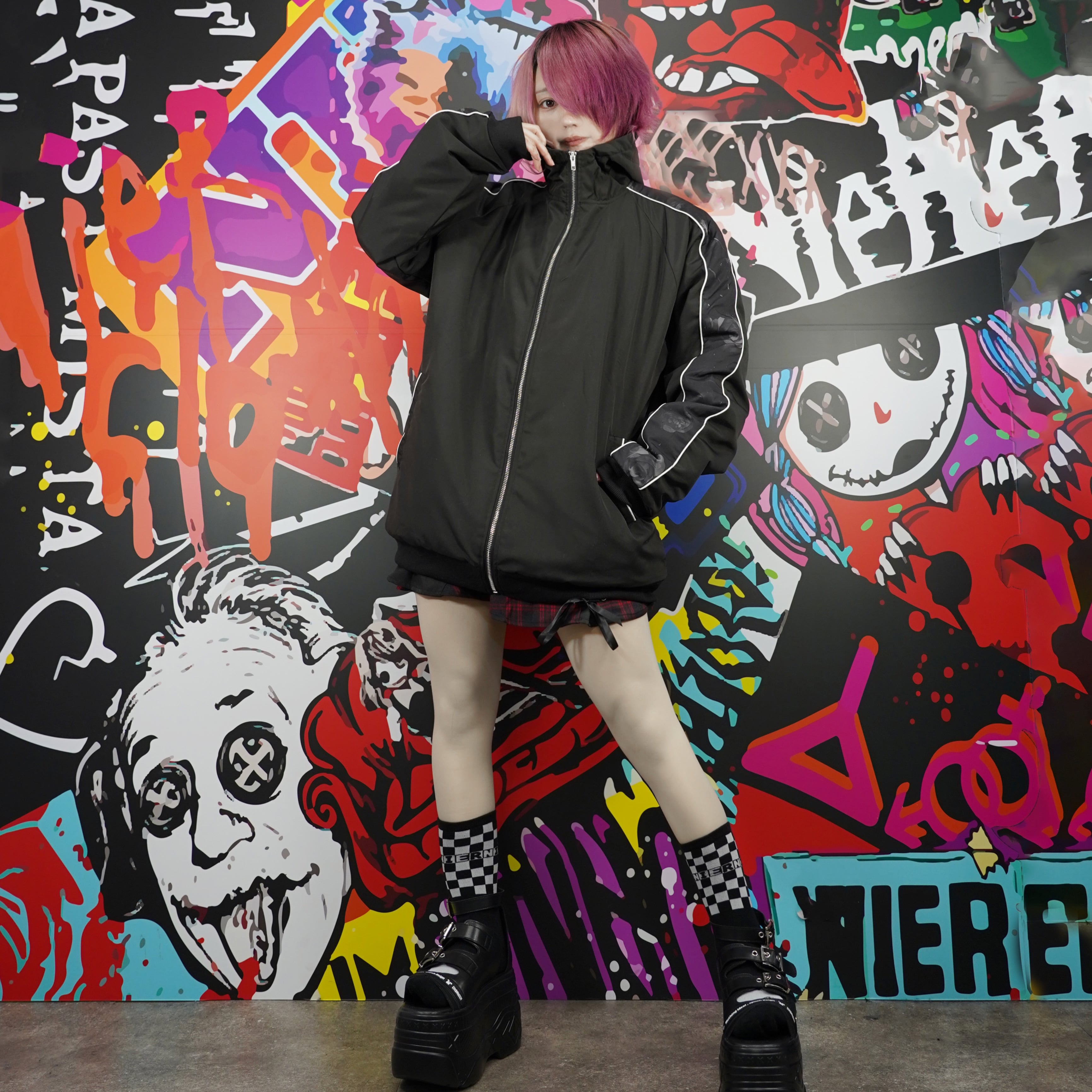 ☆内側キルティング仕様☆HIGH NECK黒薔薇ZIP OUTER | NIER CLOTHING