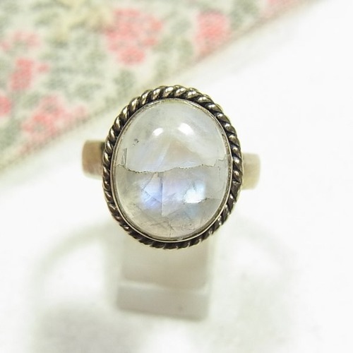 シルバー９２５ 製　天然石ムーンストーンのリング　 フリーサイズ　セール通販　Silver ring for sale　 11859S