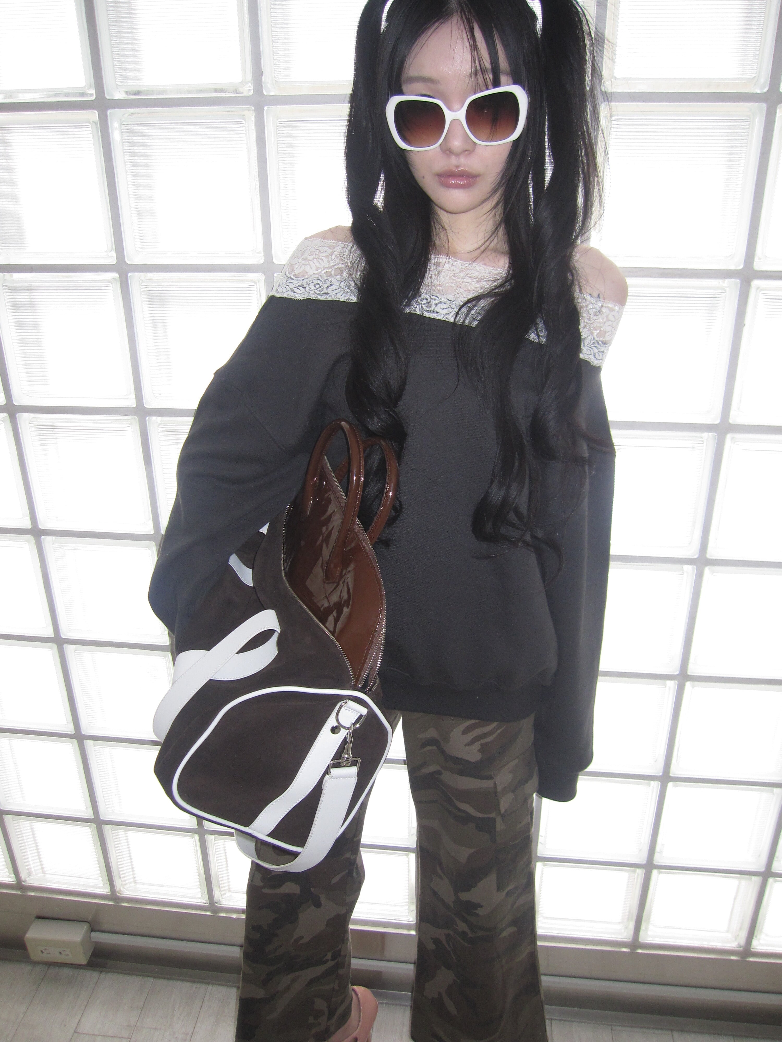 Dlys Off shoulder sweat shirts charcoal | n.k atelier