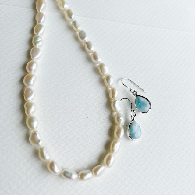 Lagoon Original 70cm ライス型バロックパール ロングネックレス  70cm