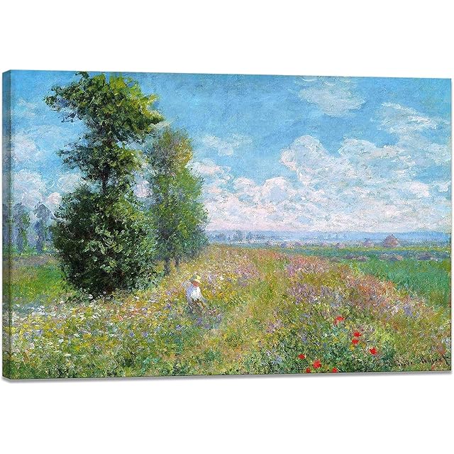 直筆仕上げ油絵【クロード・モネ】ひなげしの小道、サン＝マルタン島