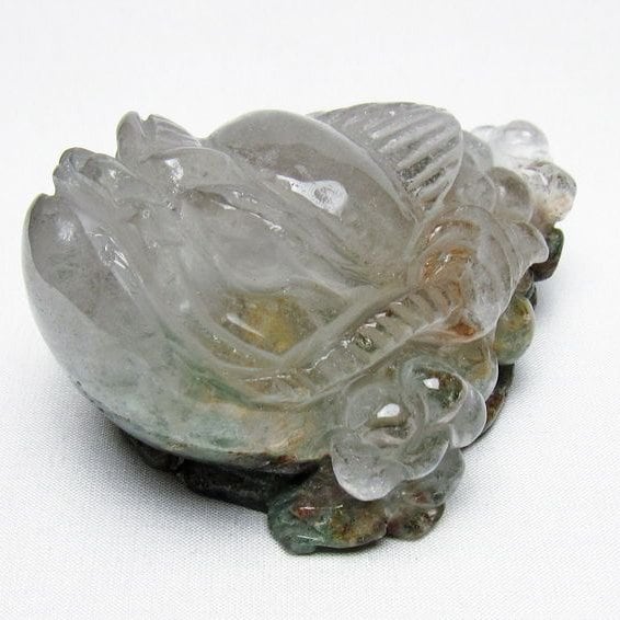 水晶 手彫り-卓上置物-キンセン-金蟾 ガーデンクォーツ 一点物 154-124