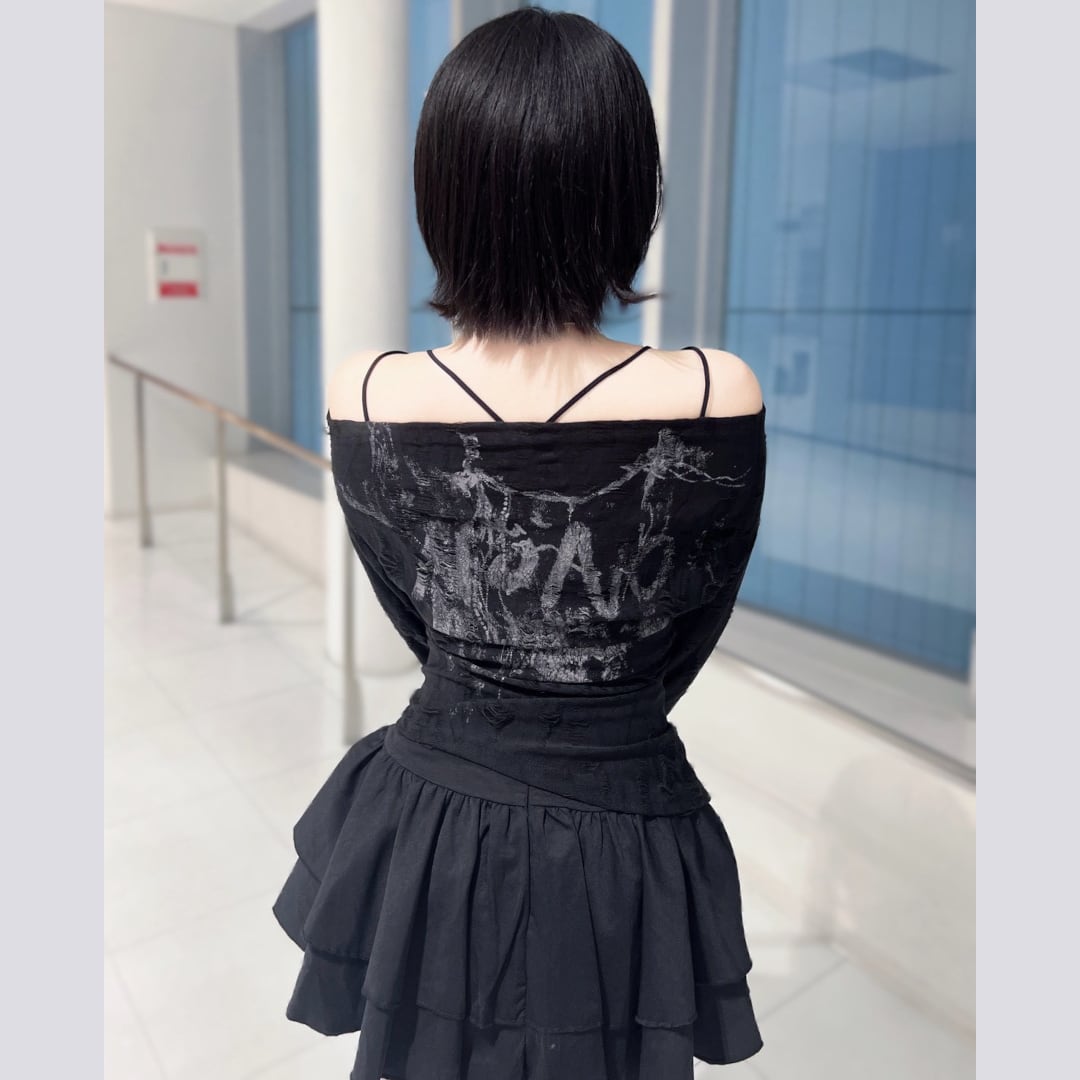 【限定値下げ】web完売 thetoe オフショルトップス セール】 フロントクロスオフショルカットトップス≪手洗い可能