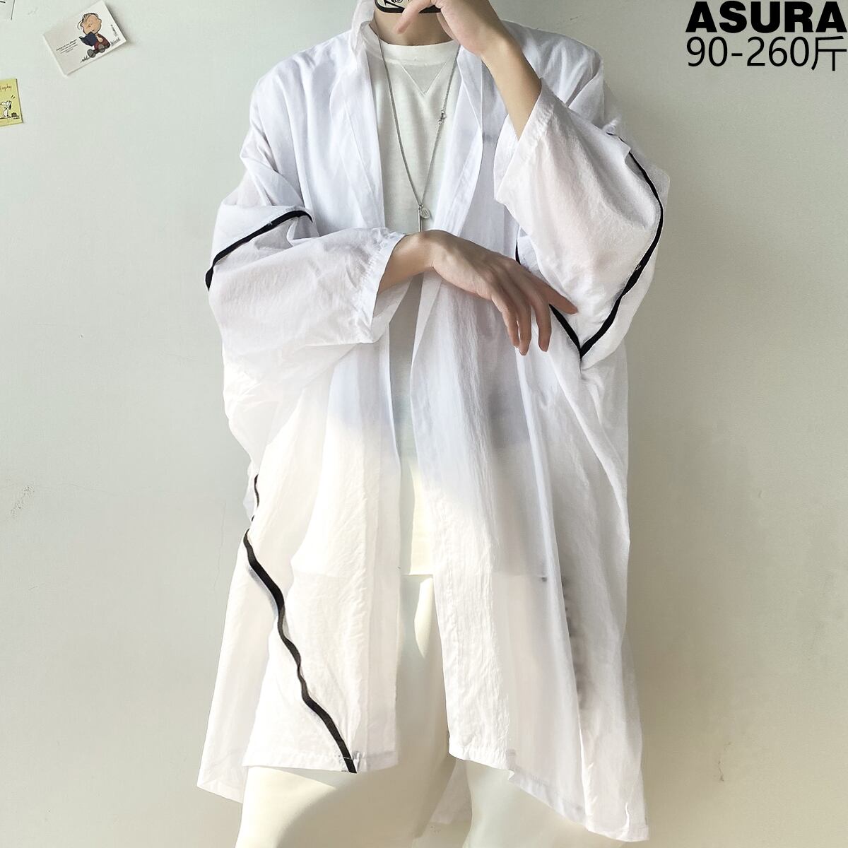 ロングジャケット ルーズサマー 夏物 シルク ASURAプラスサイズメンズ82915855170