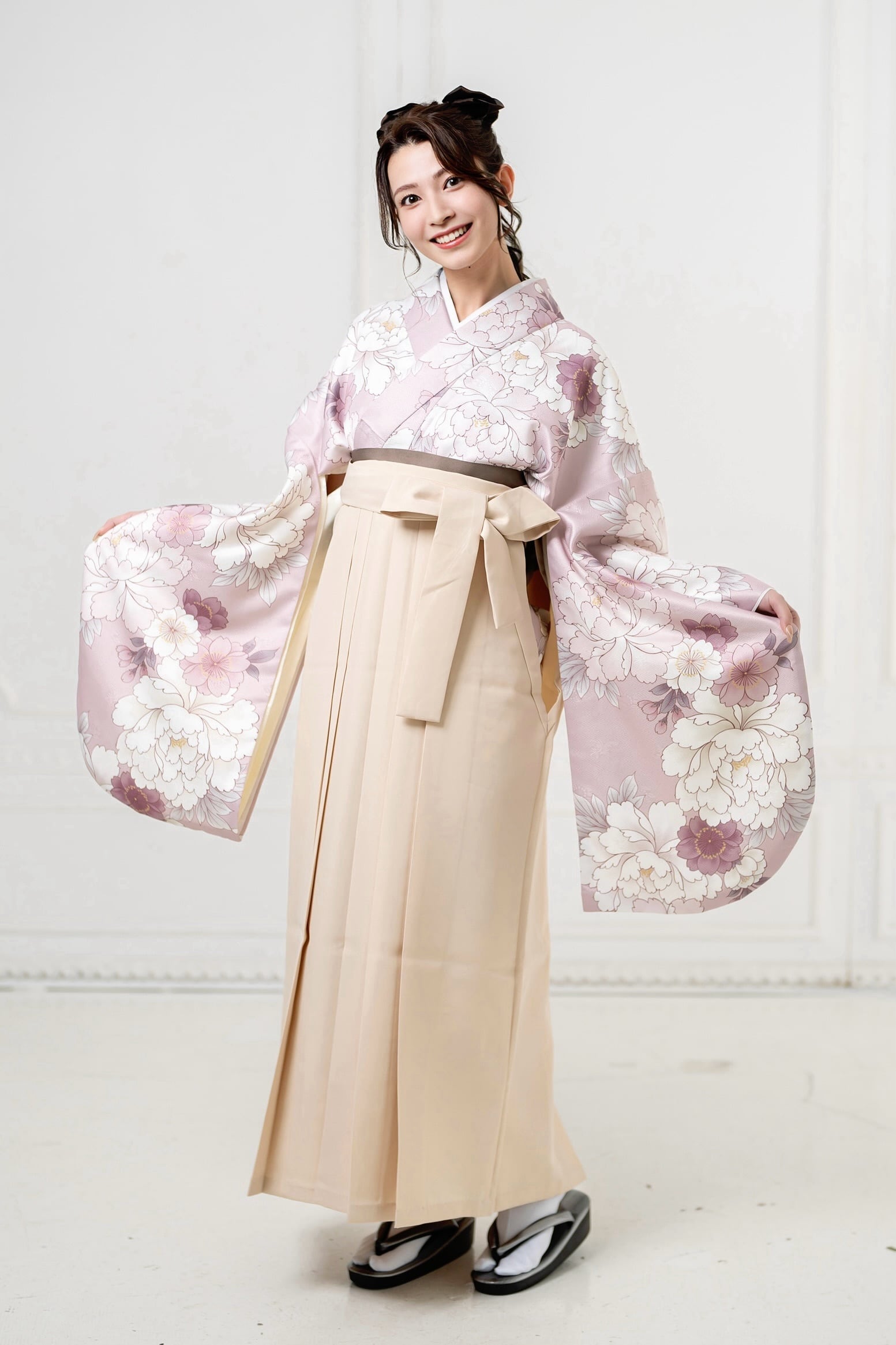 Kimono Sienne 卒業式袴3点セット くすみピンク 二尺袖着物 袴 ピンク