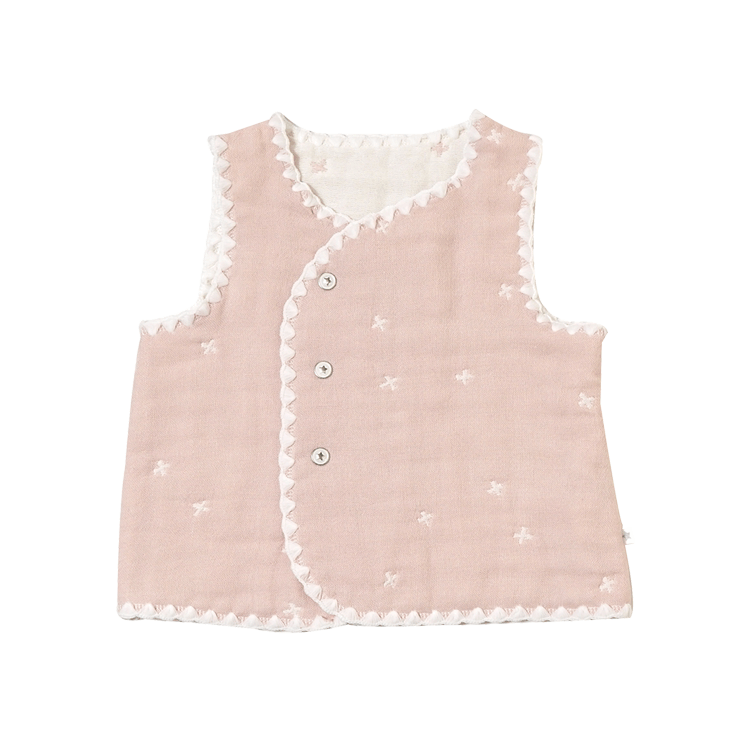 10mois(ディモワ) / ふくふくガーゼ(6重ガーゼ)ちょっき / シェルピンク / 70~80cm