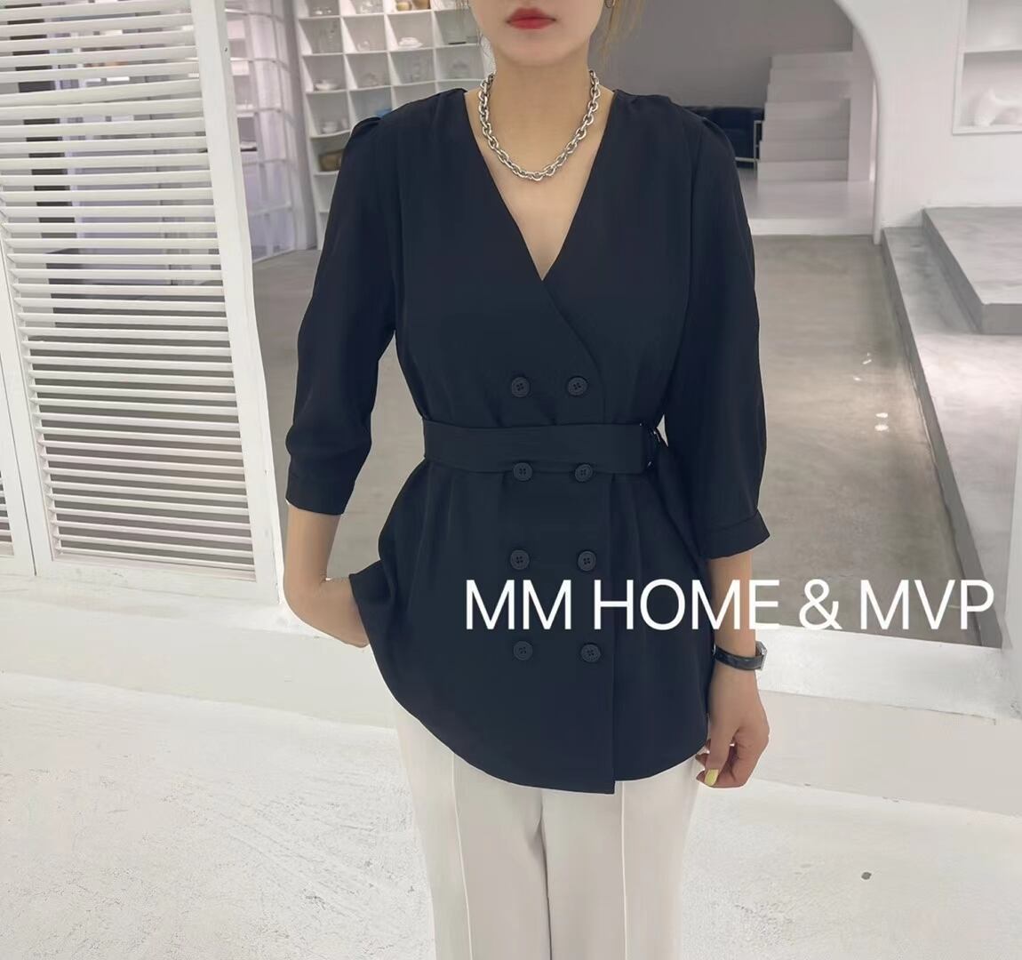 ノーカラー　ダブルジャケット　AJ42441-2022