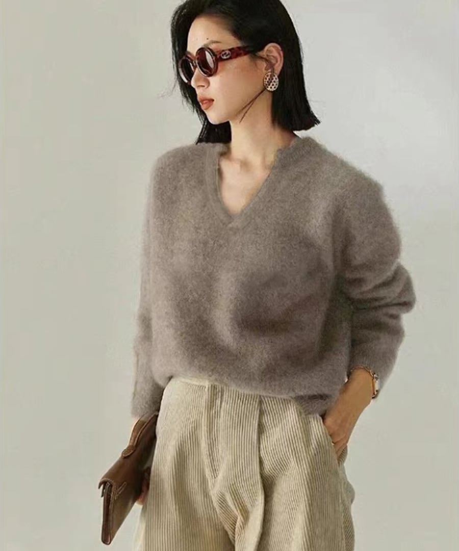 Vネックニットセーター【t-10520】