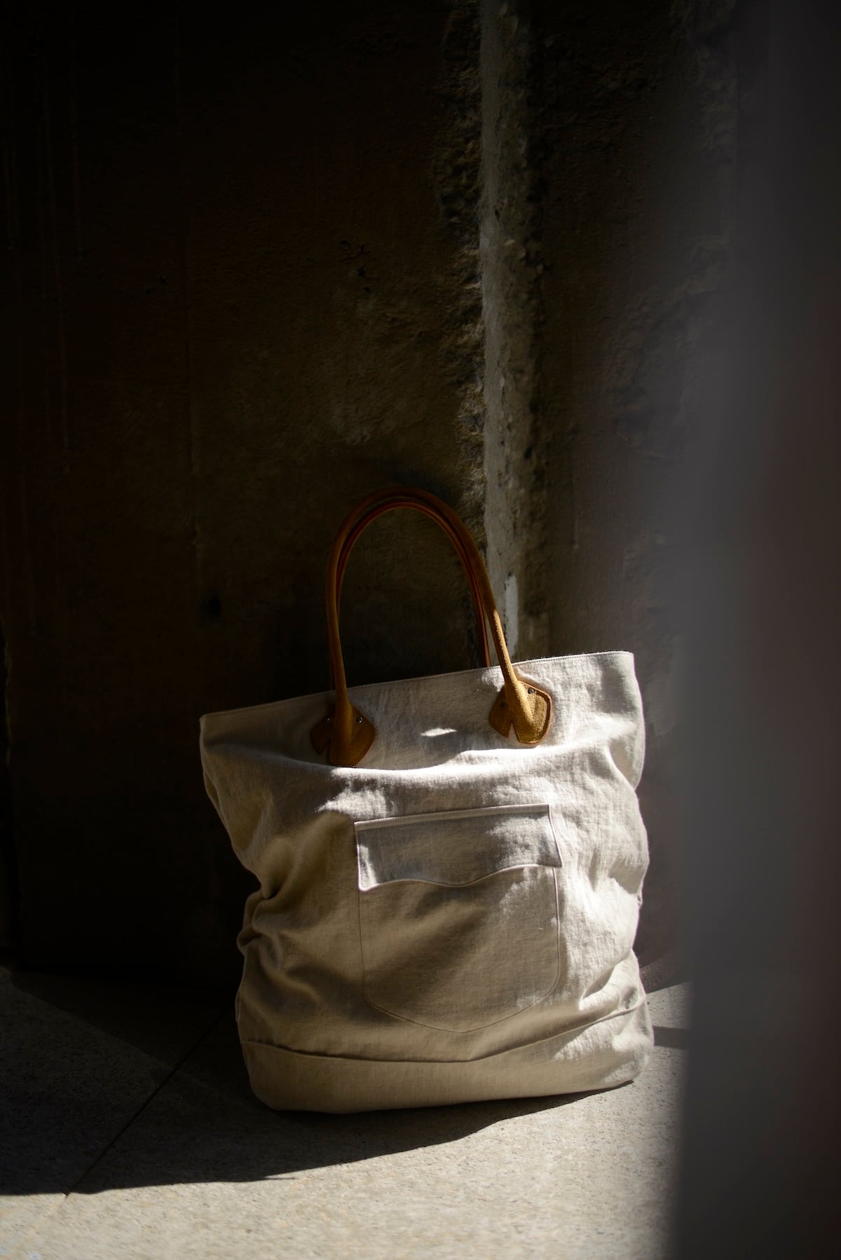 NICENESS / N.APHEX NATURAL HERRINGBONE NN SHIRRING BAG ( NATURAL