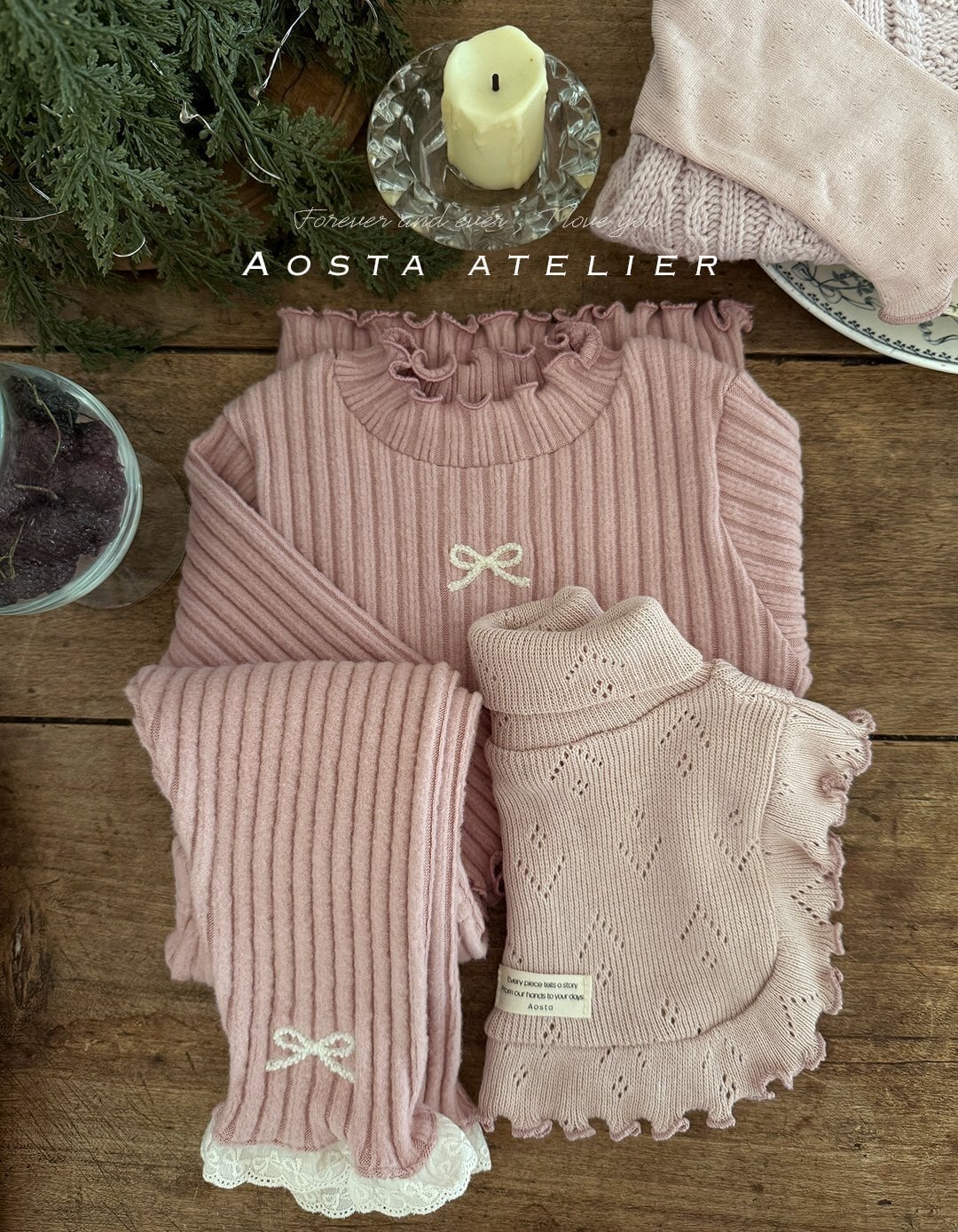 予約販売【Aosta】カメリアT ピンク 70~110cm 2025 WINTER 韓国子供服