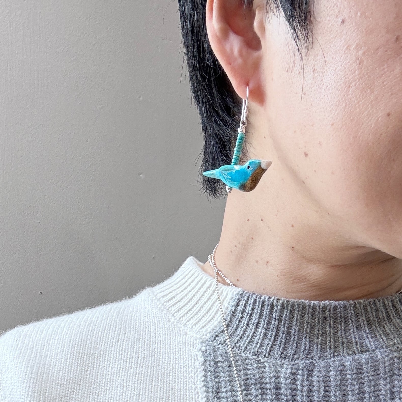 再入荷】《Indian Jewelry》 ターコイズ バード フック ピアス