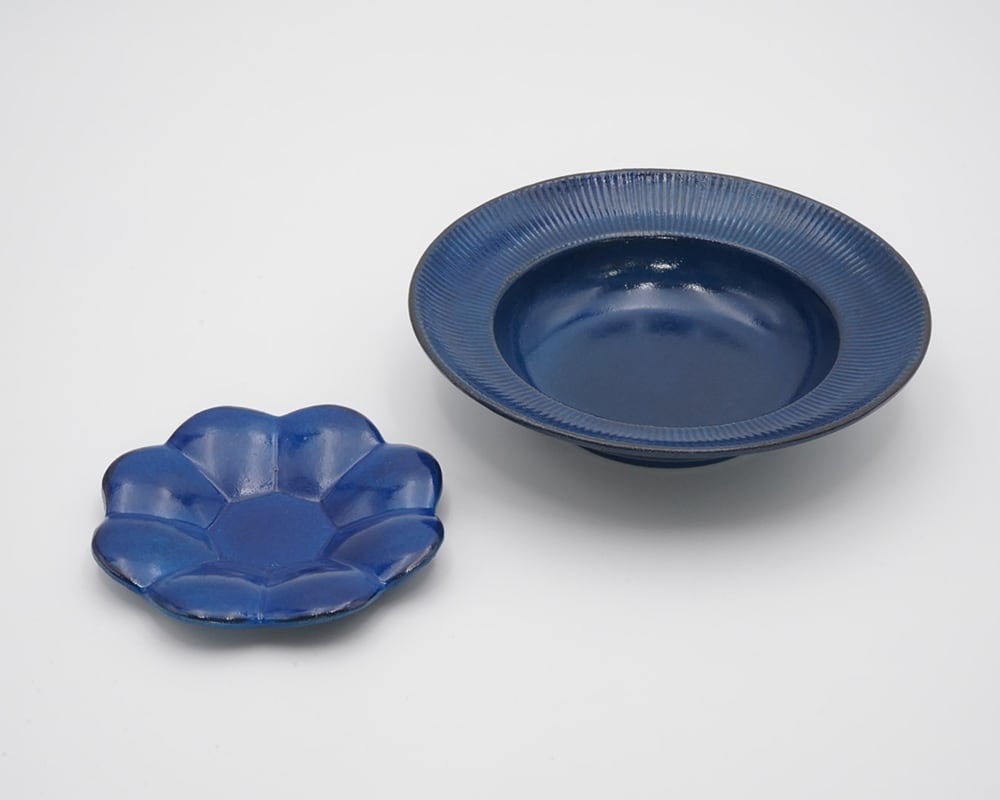 菊皿11cm＆千菊深皿17cmセット（白・青） | 砺波商店