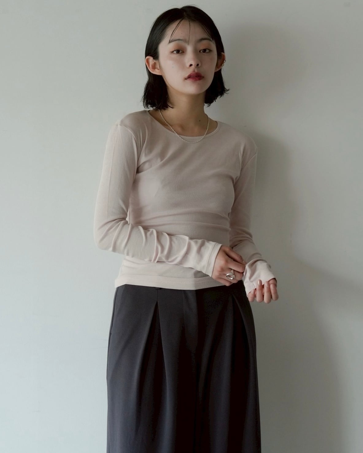 long sleeve T-shirts【baby pink】 | quūi