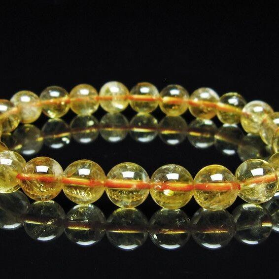 シトリン ブレスレット 虹入り 8mm シトリンクォーツ ブレス メール便可 一点物 111-50406