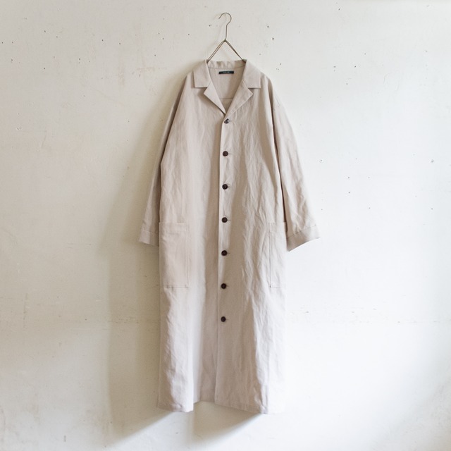 open collar dress coat／cotton linen 〈ivory〉