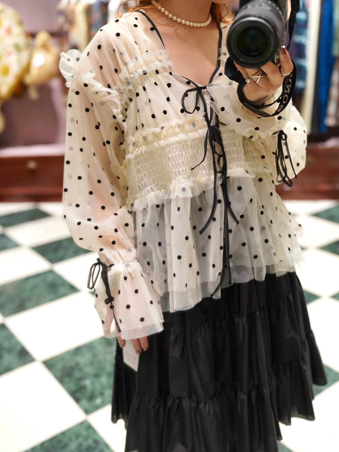 MAISON SPECIAL(メゾンスペシャル) “ 2way Ruffle Gathers Tulle Tops”