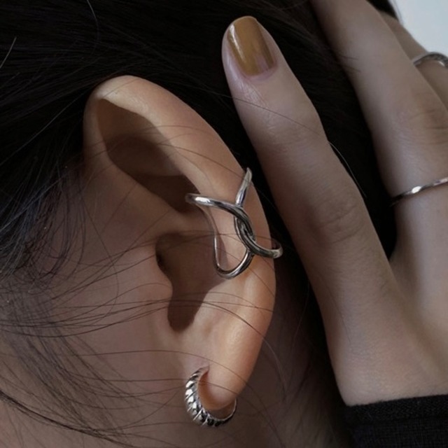 S925 2line twist ear cuff (P172)