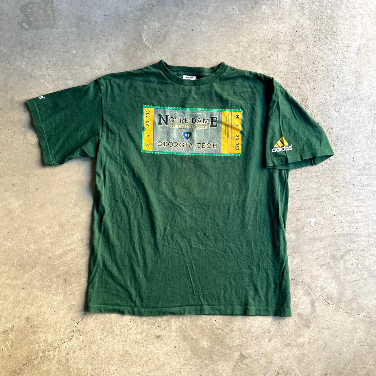 90年代 adidas アディダス カレッジ アメフト プリントTシャツ メンズ