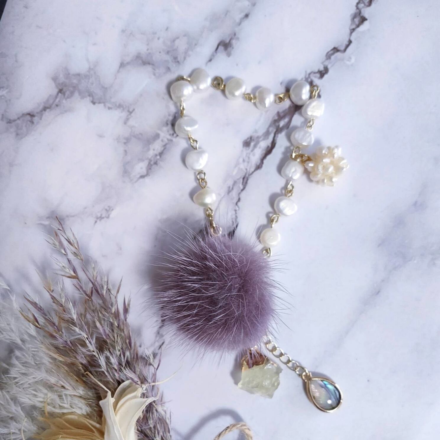 14KGF パールとシトリンのチャーム 14KGF パールとシトリンのチャーム