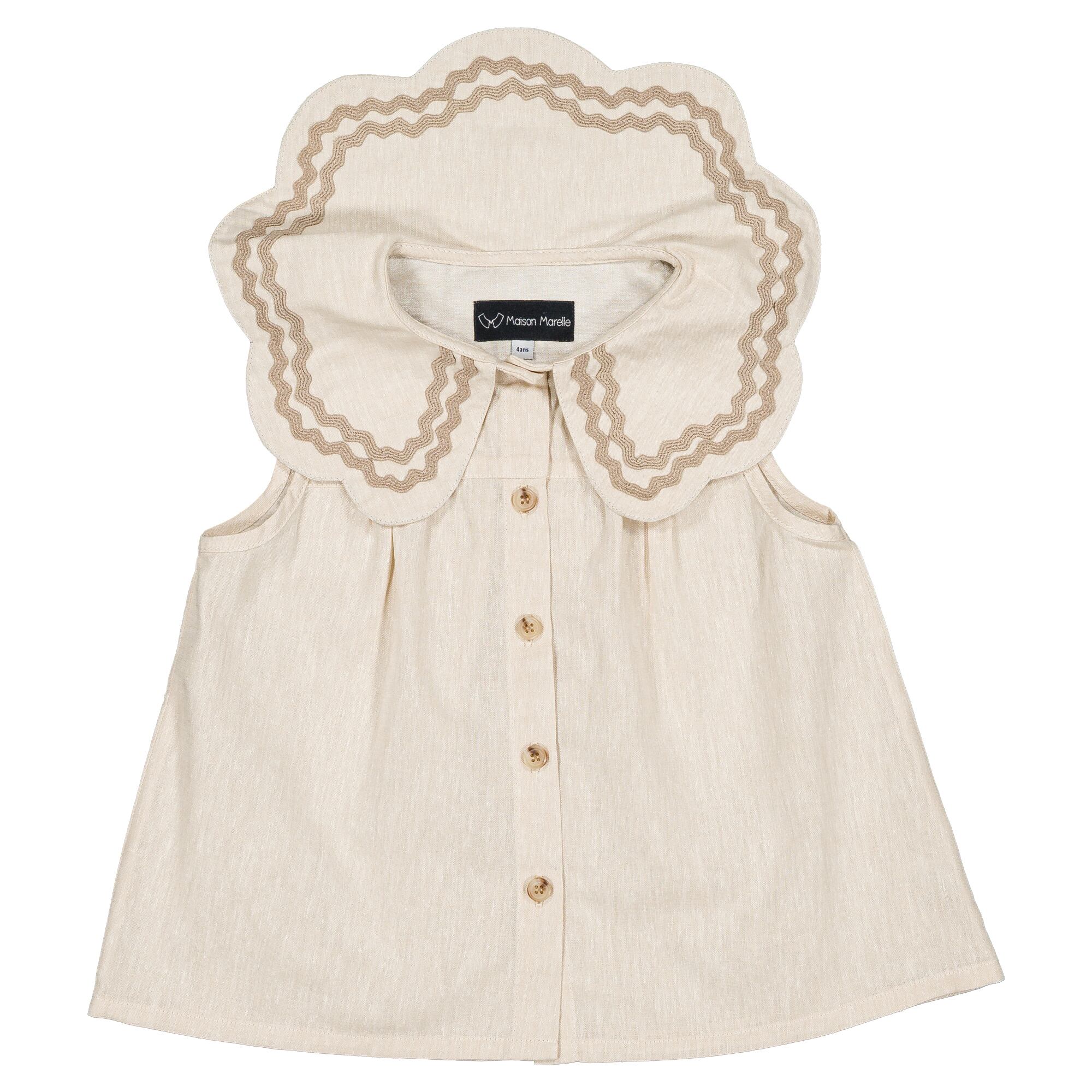 予約【Maison Marelle】Shirt BAUME- beige linen / 6Y~12Y / 6月上旬以降入荷