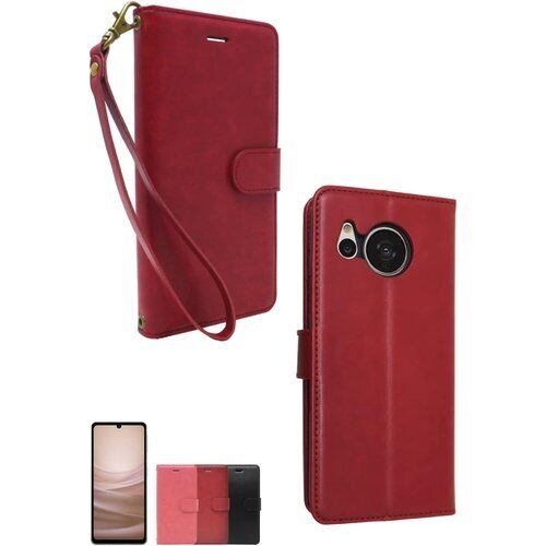 シズカウィル AQUOS sense7 doo SH-53C au SHG10 UQ mobile 手帳型 ケース カバー グレイスケース ストラップ付き ストラップホール 1個入り カージナルレッド 1630